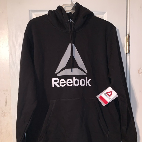🏃🏟️🏃 Reebok Logo Large Black Hoodie 🏃🏟️🏃 - Picture 1 of 5